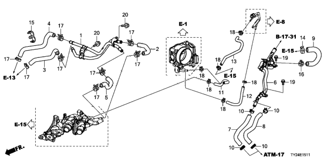 2016 Acura RLX  Clip, Tube Diagram for 90696SB3003