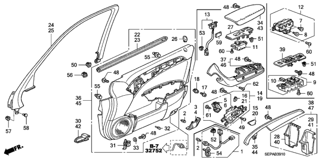 2008 Acura TL  Handle Assembly, Left Front Door Inside (Graphite Black) Diagram for 72160SEPA11ZA