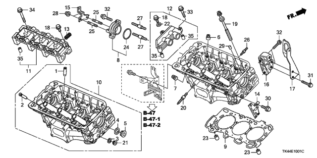 2009 Acura TL Gasket, Cylinder Head Diagram for 12251RKG004