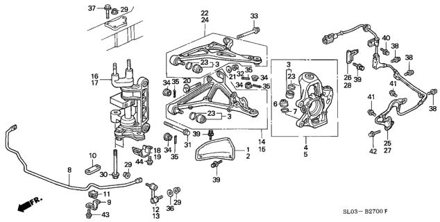 1998 Acura NSX Spacer, Front Stabilizer Diagram for 51309SL0000