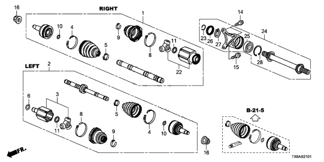 2018 Acura ILX Shaft Assembly, Half Diagram for 44500TZ4A01