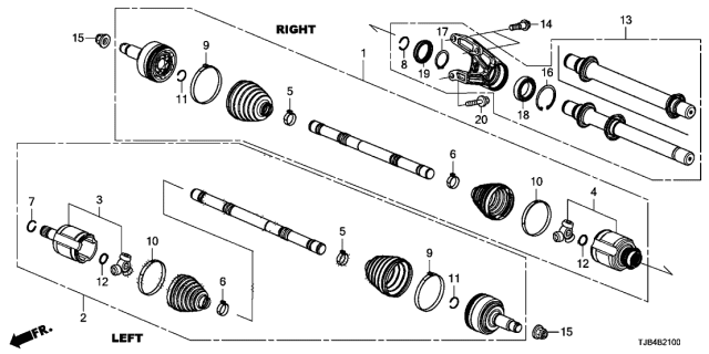 2021 Acura RDX  Shaft Assembly, Half Diagram for 44500TJBA01