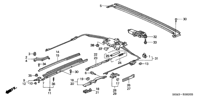 2004 Acura RSX Motor Assembly, Sunroof Diagram for 70450S7S003