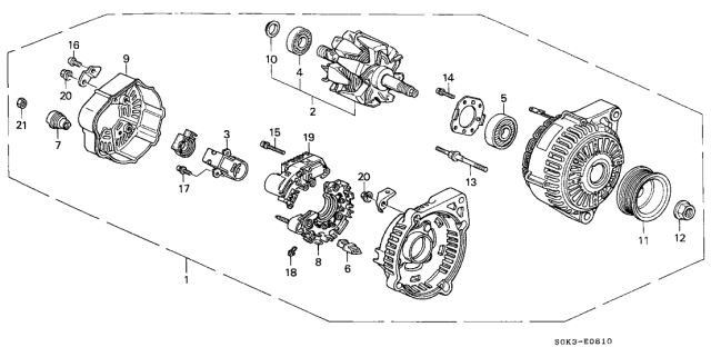 1999 Acura TL  Regulator Assembly Diagram for 31150P8EA01