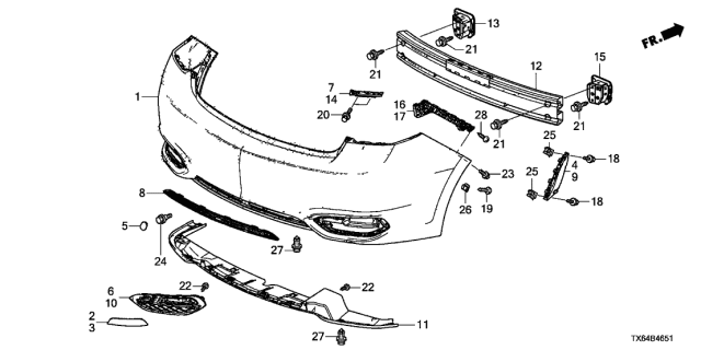 2016 Acura ILX Garnish, Left Rear Bumper Side Diagram for 71509TX6A51