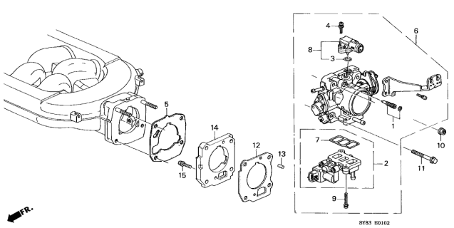 1998 Acura CL Spacer Diagram for 16402P8AA00