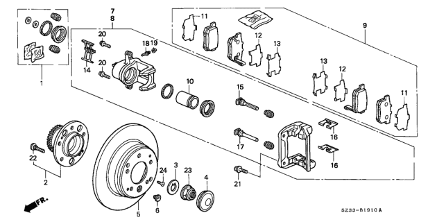 2003 Acura RL Caliper Set, Rear Diagram for 01473SZ3A01
