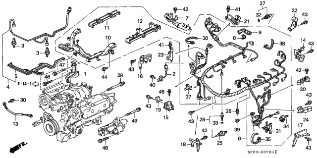 1993 Acura Legend Stay B, Engine Wire Harness Diagram for 32741PY3A01