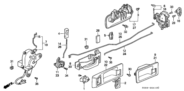 1993 Acura Integra Knob, Door Inside Lock (Palmy Blue) Diagram for 72137SK8000ZB