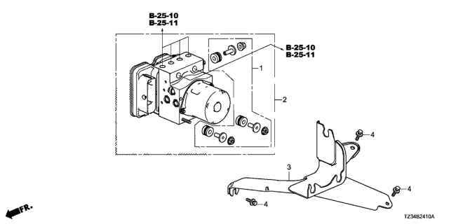 2019 Acura TLX Bracket, Modulator Diagram for 57115TZ3A00