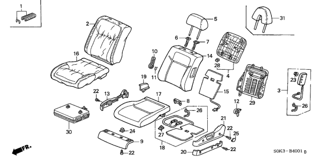 2002 Acura TL Pad, Left Front Seat-Back (Side Airbag) Diagram for 81527S0KA71