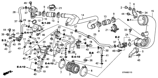 2011 Acura RDX  Clamp, Air Flow Tube Diagram for 17315PNC003