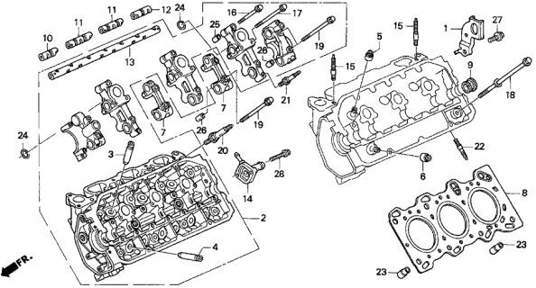 1996 Acura TL  Bolt A, Head Cover Diagram for 90012P5A000