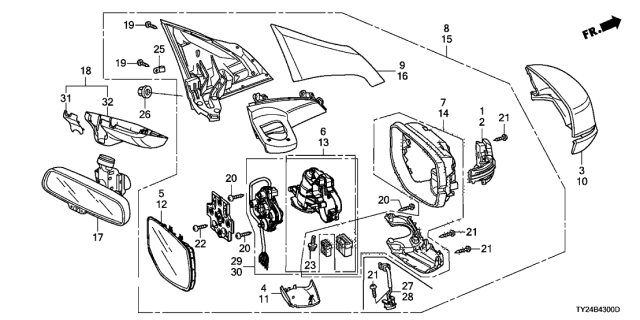 2018 Acura RLX  Mirror Assembly, Driver Side Door (Gilded Pewter Metallic) (Coo) Diagram for 76258TY2308ZA