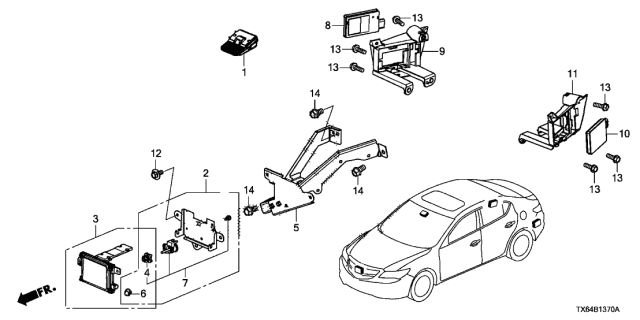 2017 Acura ILX Radar Sub-Assembly Diagram for 36802TX6A03