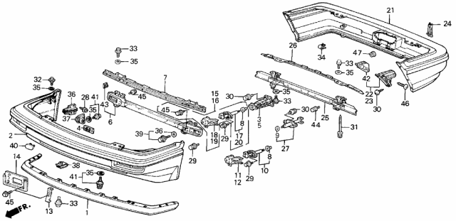 1989 Acura Integra Bolt, Bumper Diagram for 90141SA7003