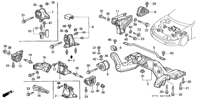 1994 Acura Integra  Bolt, Left Front Stopper Diagram for 90131ST7000