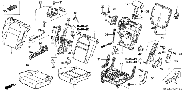 2003 Acura MDX  Pad, Passenger Side Middle Seat-Back Diagram for 81322S3VA32
