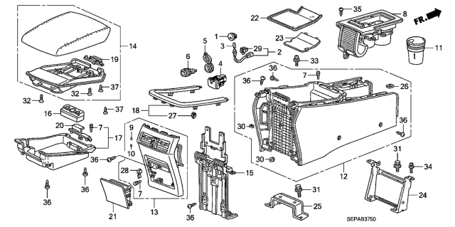 2008 Acura TL Clip, Pocket Diagram for 90671S0KA01