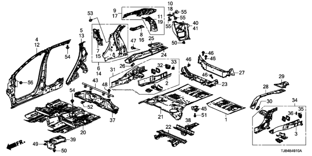2019 Acura RDX  Absorber Left, Rear Inner Diagram for 74515TJBA00
