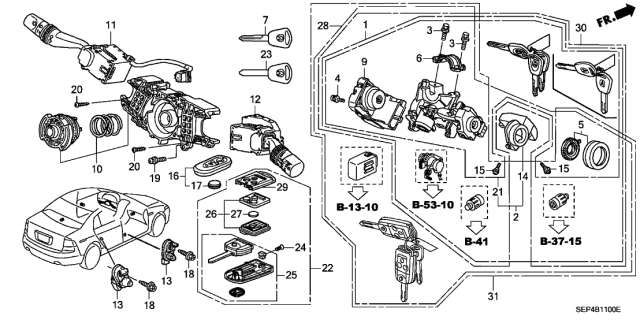 2004 Acura TL  Lock Assembly, Steering Diagram for 35100SEPA52