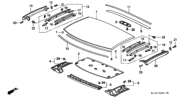 1995 Acura NSX Seal A Diagram for 85146SL0T01