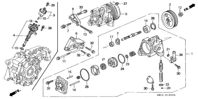 1995 Acura TL Nut, Power Steering Pulley Diagram for 90305P0A003