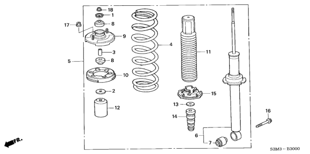 2001 Acura CL Spring, Rear (Showa) Diagram for 52441S0KA01