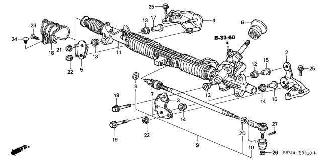 2002 Acura RSX Bush, Steering Gear Box Mounting Diagram for 53685SL0A00