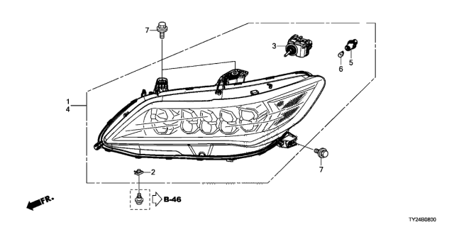 2015 Acura RLX  Right Headlight Assembly Diagram for 33100TY2305