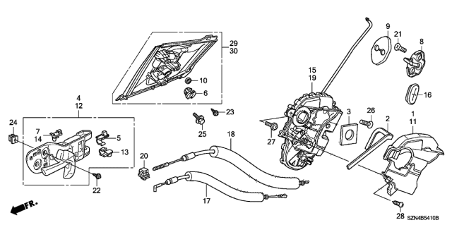2012 Acura ZDX  Cable, Rear Door Handle Diagram for 72631SZNA01