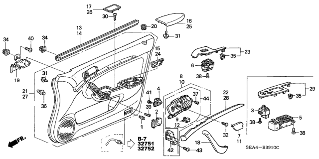 2006 Acura TSX  Cap, Left Front Pull Pocket (Graphite Black) Diagram for 83555SEA003ZA