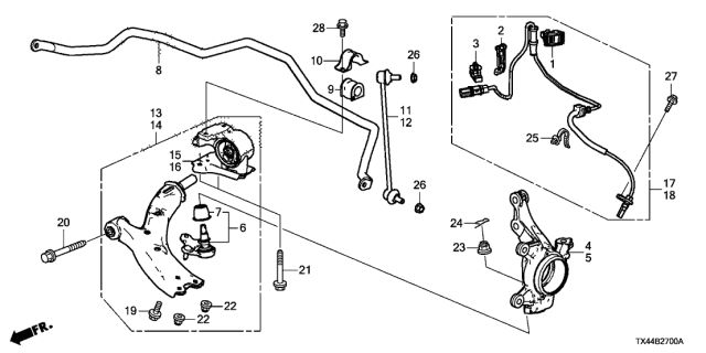 2016 Acura RDX Bracket, Left Front Compliance Diagram for 51396TX4H51