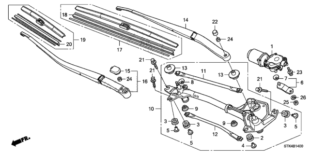 2011 Acura RDX Rubber, Blade (650MM) Diagram for 76622STKA02