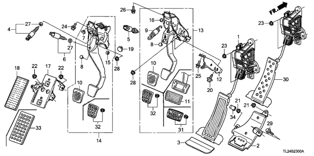 2010 Acura TSX  Pedal Assembly, Brake Diagram for 46600TL0G82