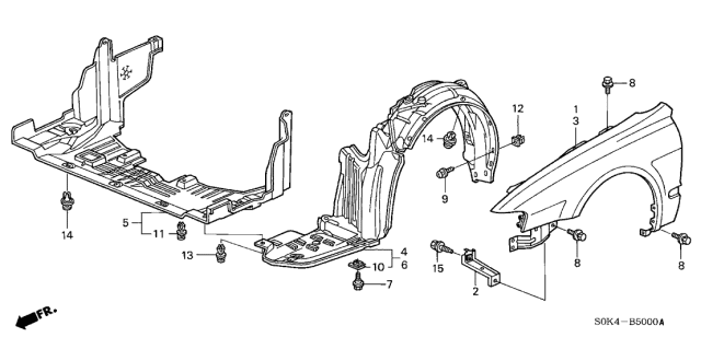1999 Acura TL Panel, Right Front Fender (Dot) Diagram for 60211S0KA90ZZ