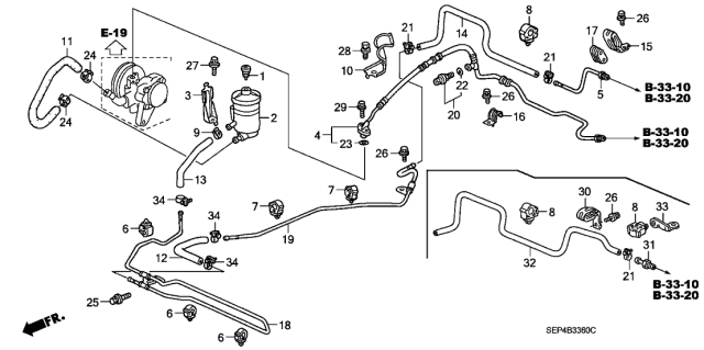 2006 Acura TL Holder B, Power Steering Pipe Diagram for 53736SEPA13
