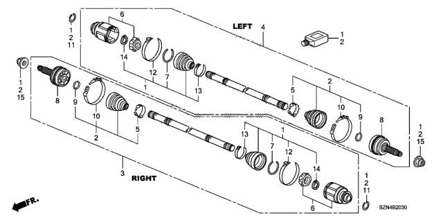 2013 Acura ZDX Band, Outboard Boot Diagram for 42336SZAA01