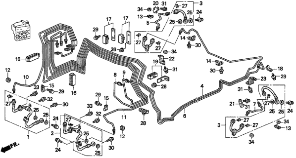 1996 Acura TL  Clip, Brake Pipe Diagram for 46391SZ5A50