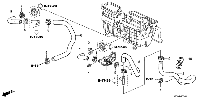 2008 Acura MDX Hose A, Water Outlet Diagram for 79726STXA00