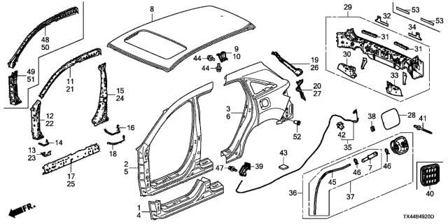 2018 Acura RDX  Clip, Tube (B10) Diagram for 9500202100