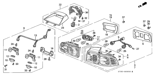 1994 Acura Integra  Bulb, Wedge (12V 21W) (Stanley) Diagram for 33303SL4003
