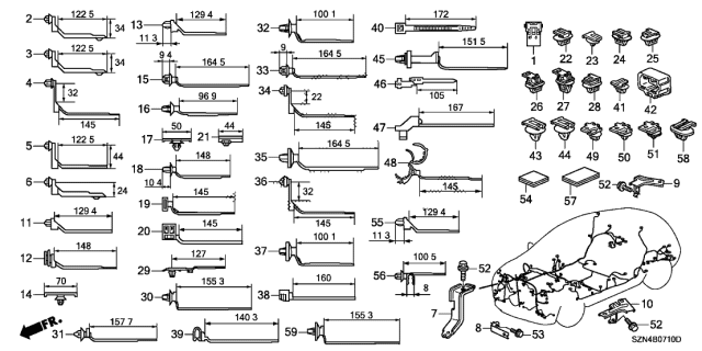 2013 Acura ZDX  Clip, Harness Band (96.9MM) (Natural) Diagram for 91507STKA01