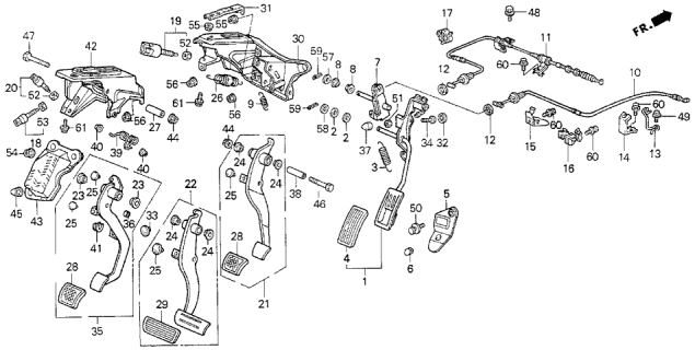1993 Acura Vigor  Cover, Pedal Diagram for 46545SA5000