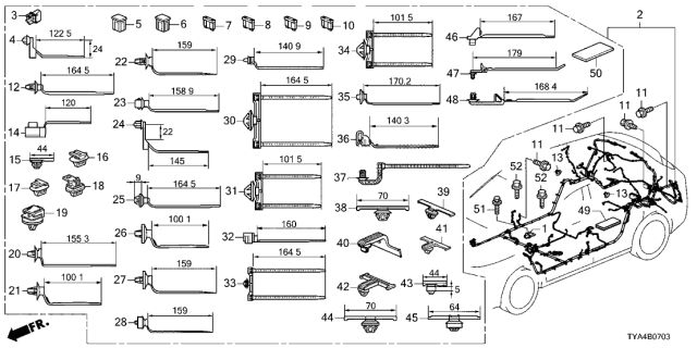 2022 Acura MDX  Clip, Wire Harness (44MM) (Black) Diagram for 91531T4N003