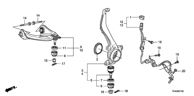 2010 Acura TL Sensor Assembly, Right Front Diagram for 57450TK4A01