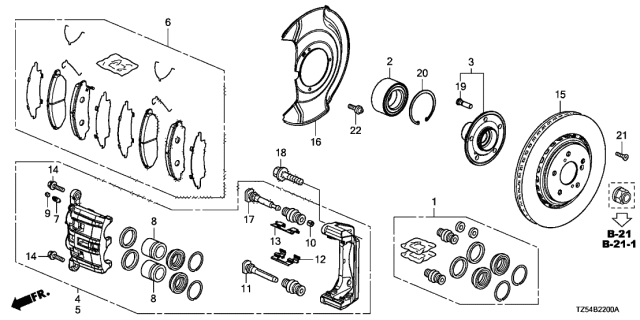 2019 Acura MDX  Caliper Sub-Assembly, Right Front Diagram for 45018TYSA50