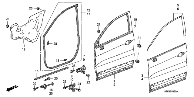 2012 Acura RDX Checker, Left Front Door Diagram for 72380STKA01