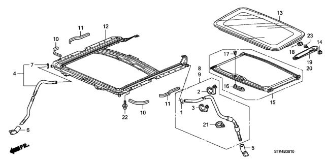 2011 Acura RDX  Tube, Left Rear Drain (Sunroof) Diagram for 70065STKA00