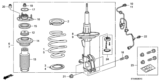 2008 Acura MDX  Nut, Flange (10MM) Diagram for 90307STXA01